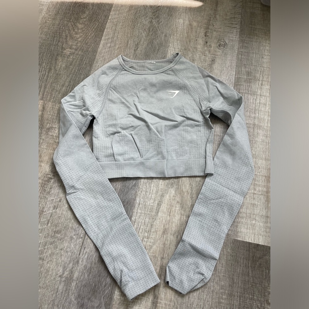 Gymshark Vital Seamless 2.0 Long Sleeve Crop Top - Light Grey Marl